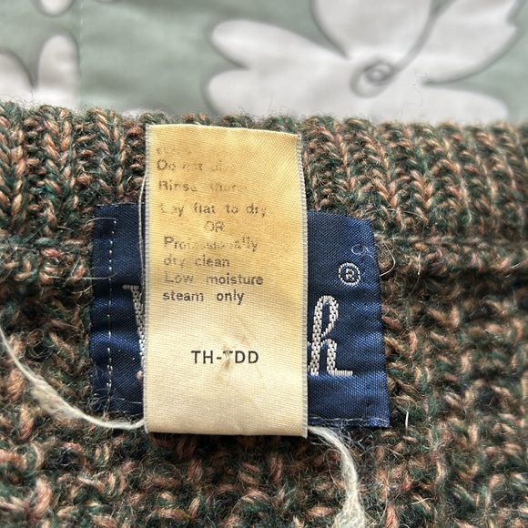 Vintage Woolrich Wool Green/Brown Geometric Sweater Crewneck Fisherman XL - Picture 10 of 11